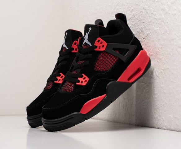 Air jordan 4 retro red black on sale