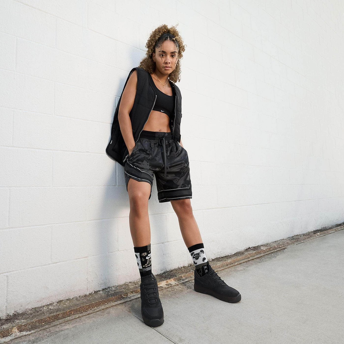 Nike air force black short hot sale